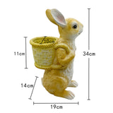 Maxbell Easter Bunny Statue Flowerpot Resin Outdoor Ornament for Courtyard Versatile Yellow