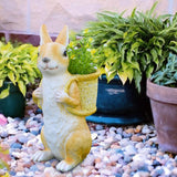 Maxbell Easter Bunny Statue Flowerpot Resin Outdoor Ornament for Courtyard Versatile Yellow