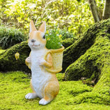 Maxbell Easter Bunny Statue Flowerpot Resin Outdoor Ornament for Courtyard Versatile Yellow