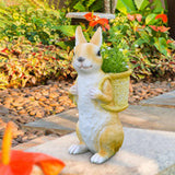 Maxbell Easter Bunny Statue Flowerpot Resin Outdoor Ornament for Courtyard Versatile Yellow