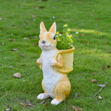 Maxbell Easter Bunny Statue Flowerpot Resin Outdoor Ornament for Courtyard Versatile Yellow