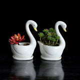 Maxbell White Swan Ceramic Flower Pot Plant Succulent Pot for Home Decorative Bonsai