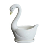 Maxbell White Swan Ceramic Flower Pot Plant Succulent Pot for Home Decorative Bonsai
