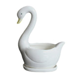 Maxbell White Swan Ceramic Flower Pot Plant Succulent Pot for Home Decorative Bonsai