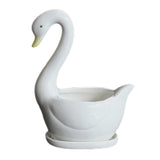Maxbell White Swan Ceramic Flower Pot Plant Succulent Pot for Home Decorative Bonsai