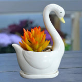 Maxbell White Swan Ceramic Flower Pot Plant Succulent Pot for Home Decorative Bonsai
