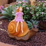 Maxbell Resin Figurine Crafts Gift Snail Flower Fairy Statue for Balcony Garden Yard