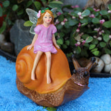Maxbell Resin Figurine Crafts Gift Snail Flower Fairy Statue for Balcony Garden Yard