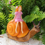 Maxbell Resin Figurine Crafts Gift Snail Flower Fairy Statue for Balcony Garden Yard