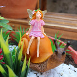 Maxbell Resin Figurine Crafts Gift Snail Flower Fairy Statue for Balcony Garden Yard