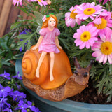Maxbell Resin Figurine Crafts Gift Snail Flower Fairy Statue for Balcony Garden Yard