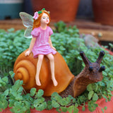 Maxbell Resin Figurine Crafts Gift Snail Flower Fairy Statue for Balcony Garden Yard
