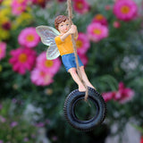 Maxbell Resin Statue Miniature Wing Sculpture Lawn Patio Fairy Garden Boy Figurine
