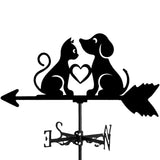 Maxbell Metal Wind Vane Wind Direction Indicator Yard Dog Cat Silhouette Weathervane