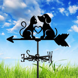 Maxbell Metal Wind Vane Wind Direction Indicator Yard Dog Cat Silhouette Weathervane