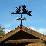 Maxbell Metal Wind Vane Wind Direction Indicator Yard Dog Cat Silhouette Weathervane