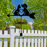 Maxbell Metal Wind Vane Wind Direction Indicator Yard Dog Cat Silhouette Weathervane
