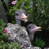 Maxbell 2x Bird Garden Stakes Yard Art Ornament Lawn Decoration Ostrich Resin Statue