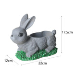 Maxbell Resin Bunny Figurine Decorative Rabbit Planter Pots for Cabinet Easter Party gray