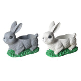 Maxbell Resin Bunny Figurine Decorative Rabbit Planter Pots for Cabinet Easter Party gray