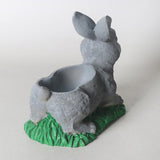 Maxbell Resin Bunny Figurine Decorative Rabbit Planter Pots for Cabinet Easter Party gray