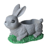 Maxbell Resin Bunny Figurine Decorative Rabbit Planter Pots for Cabinet Easter Party gray