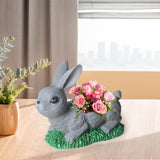 Maxbell Resin Bunny Figurine Decorative Rabbit Planter Pots for Cabinet Easter Party gray