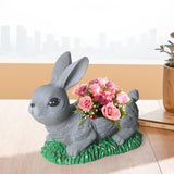 Maxbell Resin Bunny Figurine Decorative Rabbit Planter Pots for Cabinet Easter Party gray