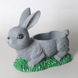 Maxbell Resin Bunny Figurine Decorative Rabbit Planter Pots for Cabinet Easter Party gray