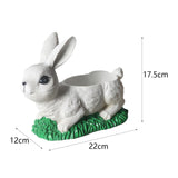 Maxbell Resin Bunny Figurine Decorative Rabbit Planter Pots for Cabinet Easter Party white