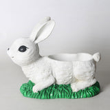 Maxbell Resin Bunny Figurine Decorative Rabbit Planter Pots for Cabinet Easter Party white