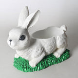 Maxbell Resin Bunny Figurine Decorative Rabbit Planter Pots for Cabinet Easter Party white