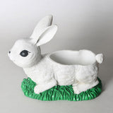 Maxbell Resin Bunny Figurine Decorative Rabbit Planter Pots for Cabinet Easter Party white