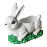 Maxbell Resin Bunny Figurine Decorative Rabbit Planter Pots for Cabinet Easter Party white