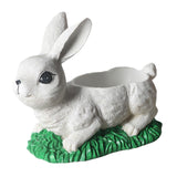 Maxbell Resin Bunny Figurine Decorative Rabbit Planter Pots for Cabinet Easter Party white