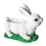 Maxbell Resin Bunny Figurine Decorative Rabbit Planter Pots for Cabinet Easter Party white