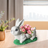 Maxbell Resin Bunny Figurine Decorative Rabbit Planter Pots for Cabinet Easter Party white