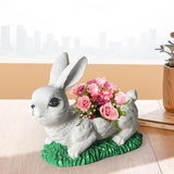 Maxbell Resin Bunny Figurine Decorative Rabbit Planter Pots for Cabinet Easter Party white