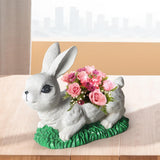 Maxbell Resin Bunny Figurine Decorative Rabbit Planter Pots for Cabinet Easter Party white