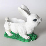 Maxbell Resin Bunny Figurine Decorative Rabbit Planter Pots for Cabinet Easter Party white