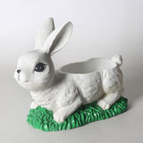 Maxbell Resin Bunny Figurine Decorative Rabbit Planter Pots for Cabinet Easter Party white