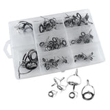 60pcs/box Double Leg Guides Fishing Rod Eye Ring Tangle Free Pole Repair Kit Stainless Steel Frame and Ceramic Ring - Aladdin Shoppers