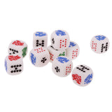 Maxbell Pack of 10 Pieces 12mm Six Sided Poker Dice for Casino Poker Card Game Favours