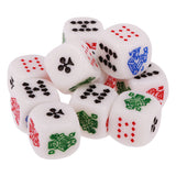 Maxbell Pack of 10 Pieces 12mm Six Sided Poker Dice for Casino Poker Card Game Favours