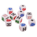 Maxbell Pack of 10 Pieces 12mm Six Sided Poker Dice for Casino Poker Card Game Favours