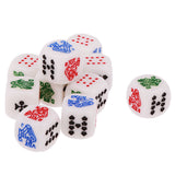 Maxbell Pack of 10 Pieces 12mm Six Sided Poker Dice for Casino Poker Card Game Favours