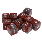 Maxbell Pack of 10 Dual Colored Six Sided D6 Dice for D&D TRPG Games Brown & Gray