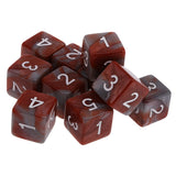Maxbell Pack of 10 Dual Colored Six Sided D6 Dice for D&D TRPG Games Brown & Gray