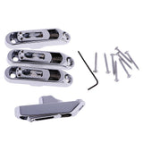 Maxbell Set of 4 Individual Bass Bridges for 4-String Electric Bass Silver with Mounting Screw Wrench