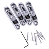 Maxbell Set of 4 Individual Bass Bridges for 4-String Electric Bass Silver with Mounting Screw Wrench